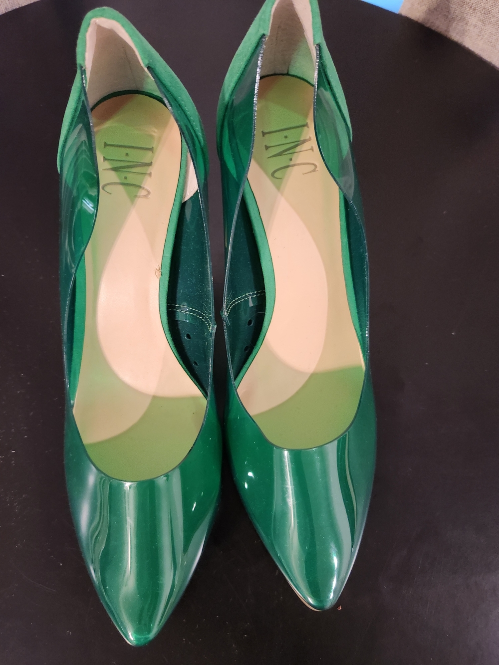 INC International Concepts Emerald Green Patent Pointed-Toe Pumps